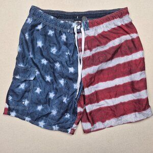 Cascade Sport Men's American Flag Swim Trunks Shorts Sz XXL EXCELLENT CONDITION!